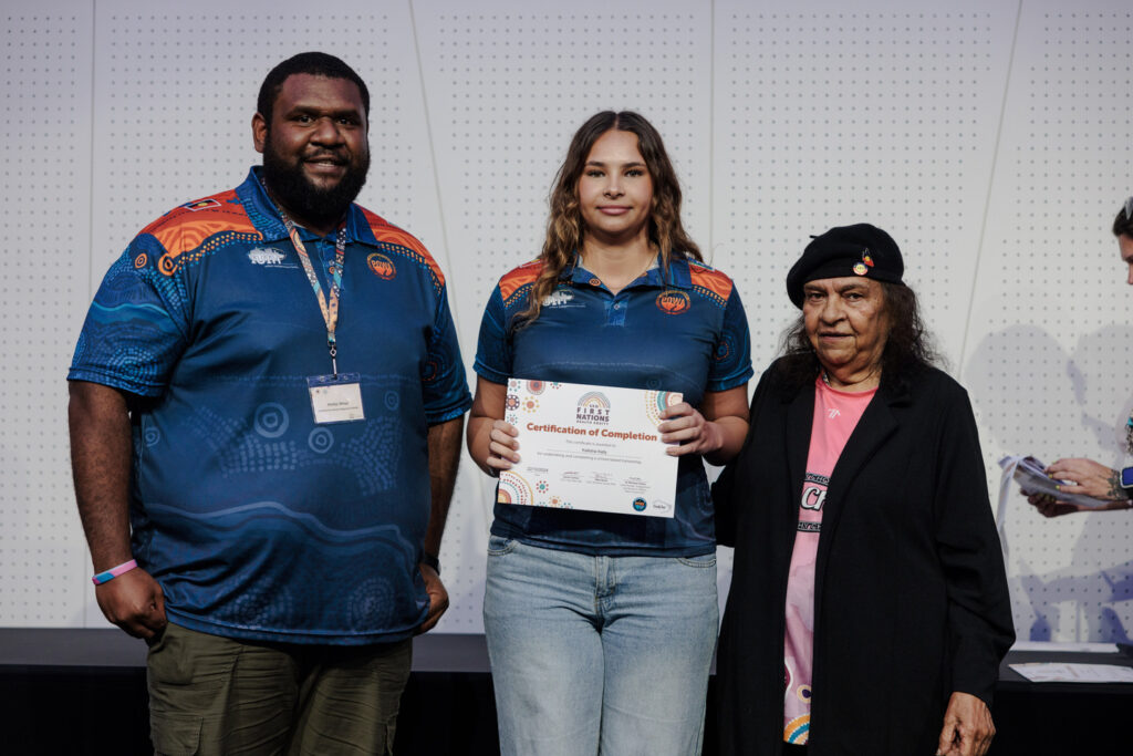 Kallisha Kelly POWA Graduation - with Phillip Whap and Aunty Mary Martin