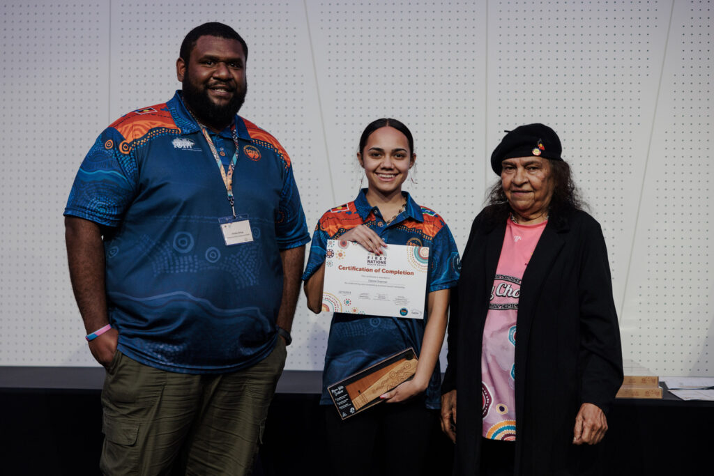 Cienna Chapman POWA Graduation - with Phillip Whap and Aunty Mary Martin