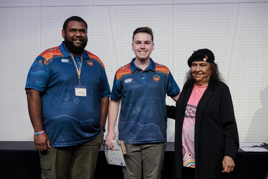 Isaac Bullis POWA Graduation - with Phillip Whap and Aunty Mary Martin