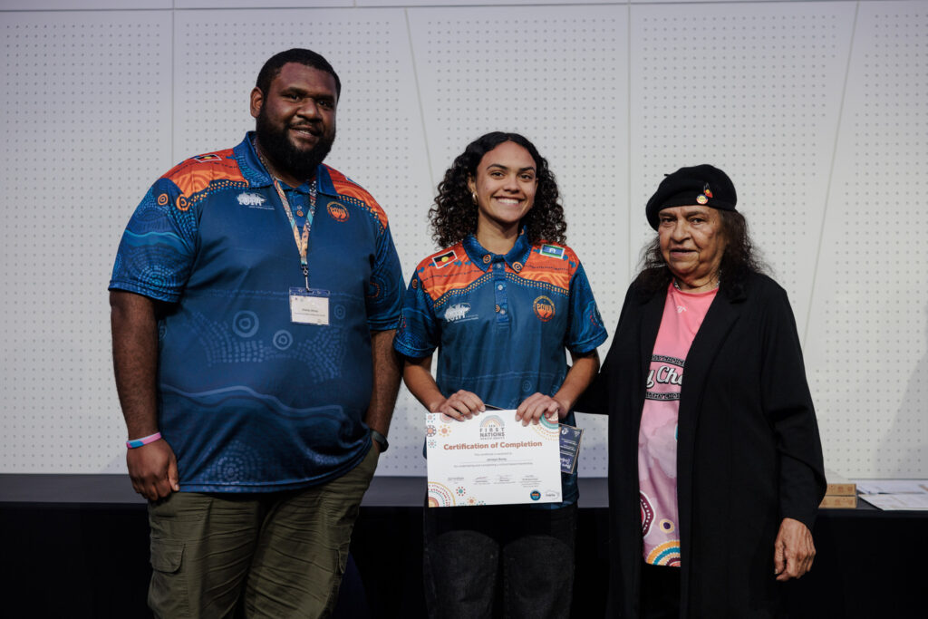 Jamaya Borey POWA Graduation - with Phillip Whap and Aunty Mary Martin